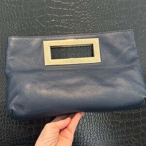 Michael Kors Midnight Blue Clutch with Gold Accent new without tags